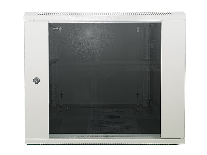 Шкаф телекоммуникационный настенный 12U 540x450 мм, стекло, серый, в сборе, Netko SOLO (N.SOL.5412GWA.65556.GY)