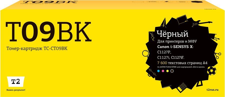

Картридж лазерный T2 TC-CT09BK (T09 BK/3020C006), черный, 7600 страниц, совместимый для Canon i-SENSYS X C1127P/i-SENSYS XC1127i/i-SENSYS XC1127iF