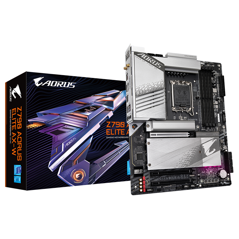 

Материнская плата GIGABYTE Z790 AORUS ELITE AX-W, Socket1700, Intel Z790, 4xDDR5 DIMM, 3PCI-Ex16, 6SATA3, 7.1-ch, 2.5GLAN, 7 USB 3.2, 2 USB Type-C, HDMI, DP, ATX, Retail, Z790 AORUS ELITE AX-W