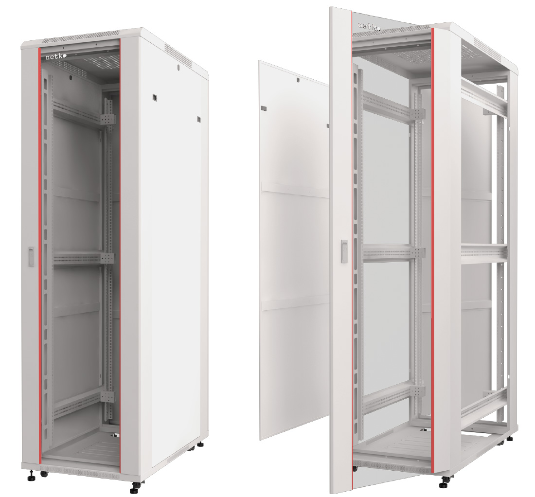 Шкаф серверный напольный 18U 600x800 мм, стекло, серый, Netko Т2(А2) (T2(A2) 6818.900-S)