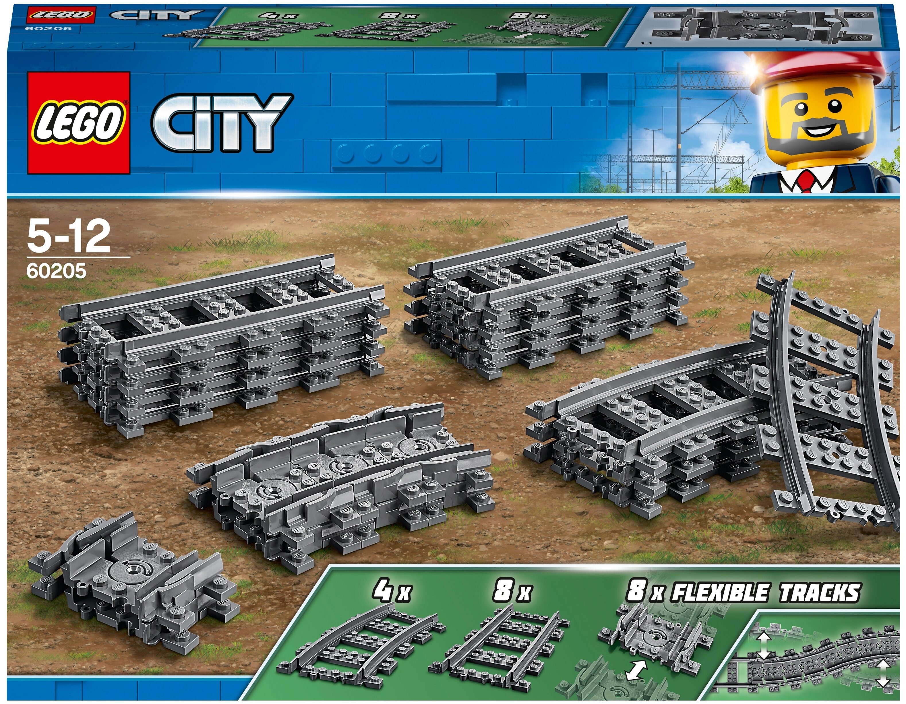 Конструктор LEGO City Trains Рельсы, деталей: 20 (60205)