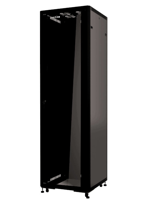 Шкаф телекоммуникационный напольный 42U 600x800 мм, стекло, черный, Netko Optima (N.OPT.6842GWD.68227.BK)