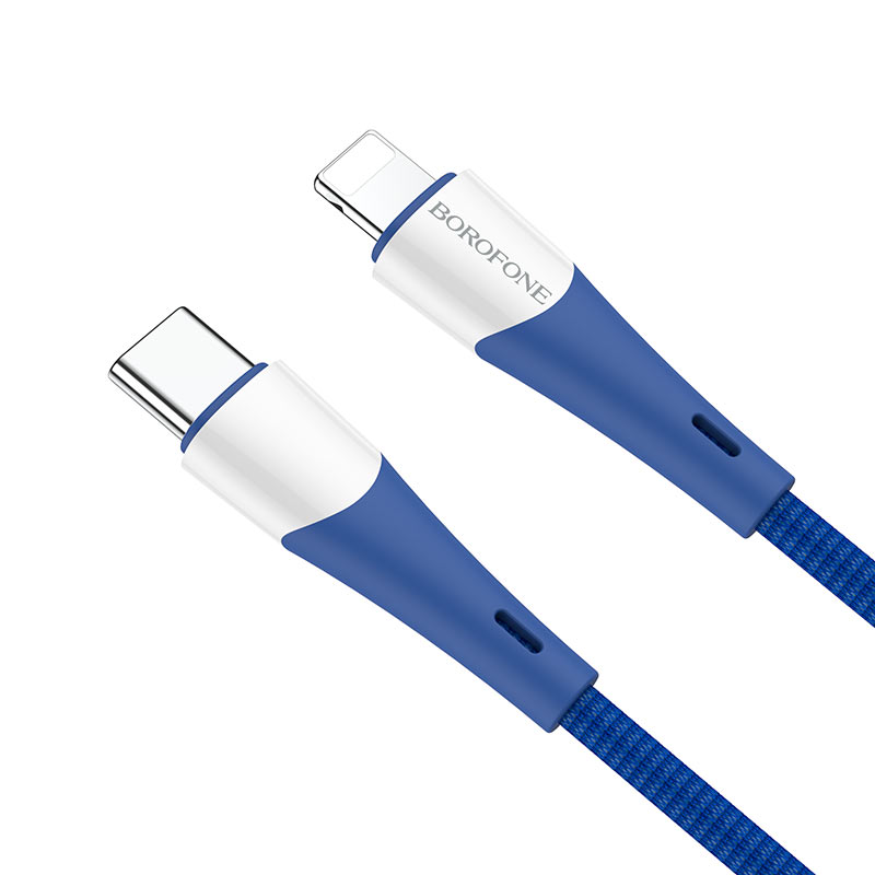 

Кабель USB Type-C-Lightning 8-pin, 3А, 1 м, синий, Borofone Superior BX60 PD (6931474753182), BX60 PD