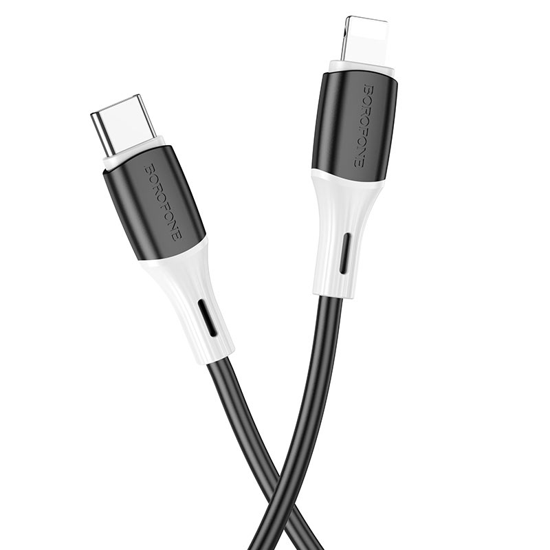 

Кабель Lightning 8-pin-USB Type-C, 3А, 1 м, черный, Borofone BX79 PD (6974443384789)