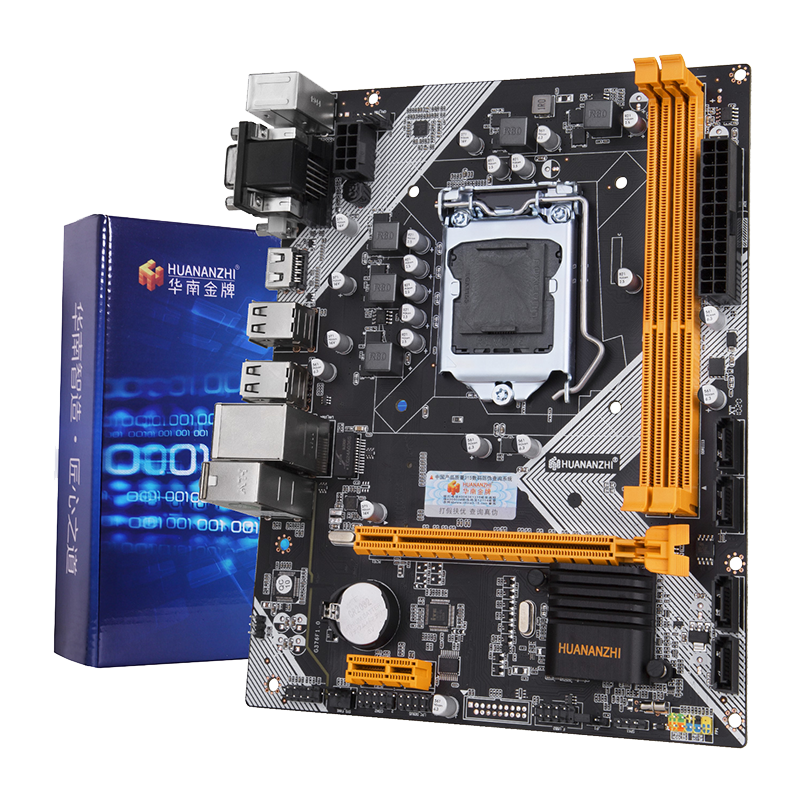 Материнская плата HUANANZHI H61, Socket1155, Intel H61, 2xDDR3, PCI-Ex16, 4SATA2, 5.1-ch, VGA, DVI, HDMI, mATX, Retail б/у, следы установки, полный комплект