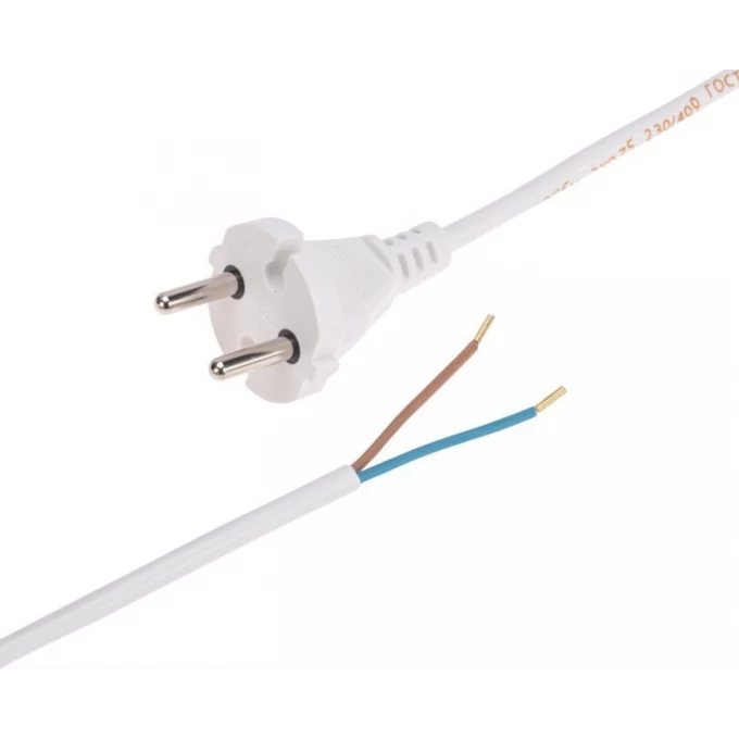 

Кабель с вилкой Europlug(M)-OpenEnd прямая вилка, 10А, 2.2кВт, 2 м, белый REXANT (11-1306)