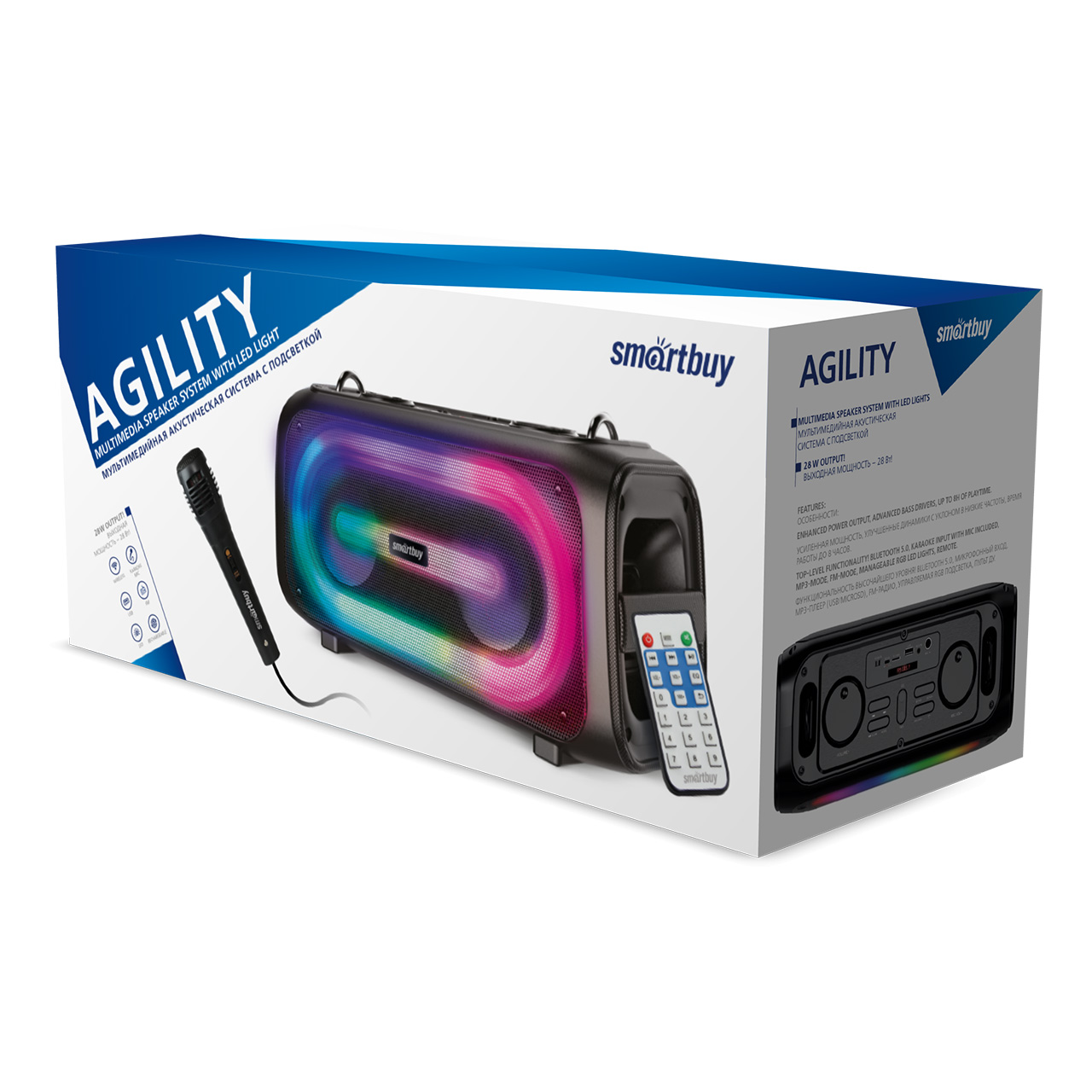 Портативная акустика SmartBuy Agility, 28 Вт, USB, Bluetooth, 1218582  купить в Барнауле в интернет-магазине e2e4