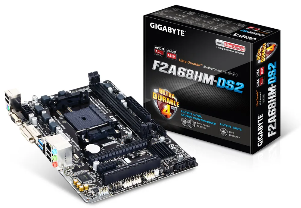 Материнская плата GIGABYTE GA-F2A68HM-DS2, SocketFM2+, AMD A68H, mATX