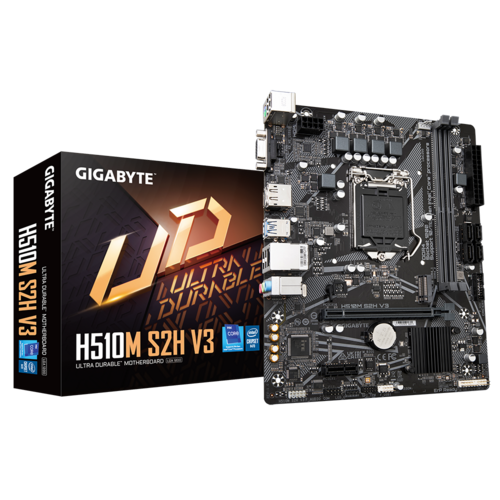 Материнская плата GIGABYTE H510M S2H V3, Socket1200, Intel H510, 2xDDR4, PCI-Ex16, 4SATA3, 7.1-ch, GLAN, 4 USB 3.2, VGA, HDMI, DP, mATX, Retail