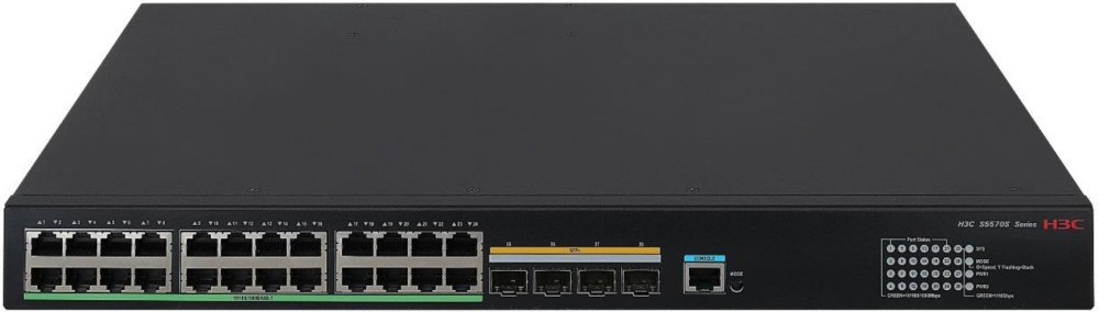 

Коммутатор H3C S5570S-28S-EI, управляемый, кол-во портов: 24x1 Гбит/с, кол-во SFP/uplink: SFP+ 4x10 Гбит/с, установка в стойку (LS-5570S-28S-EI), S5570S-28S-EI
