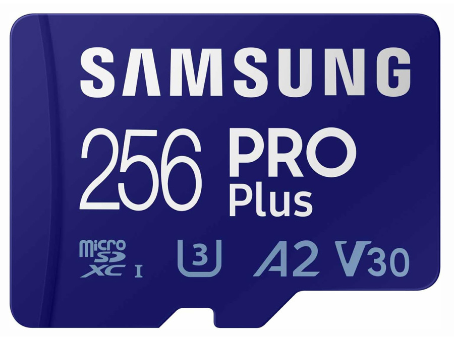 

Карта памяти 256Gb microSDXC Samsung PRO Plus Class 10 UHS-I U3 V30 A2 + адаптер (MB-MD256SA/CN/EU/KR)