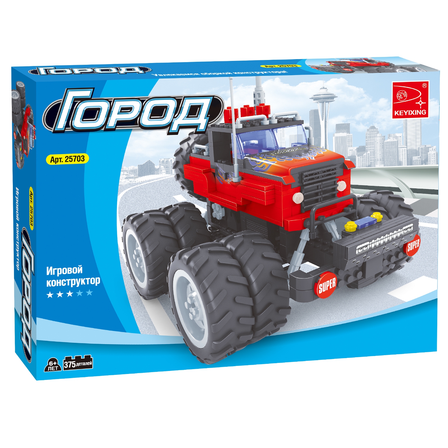 

Конструктор KEYIXING "Город: Супер джип", деталей: 375 (K-25703), "Город: Супер джип"