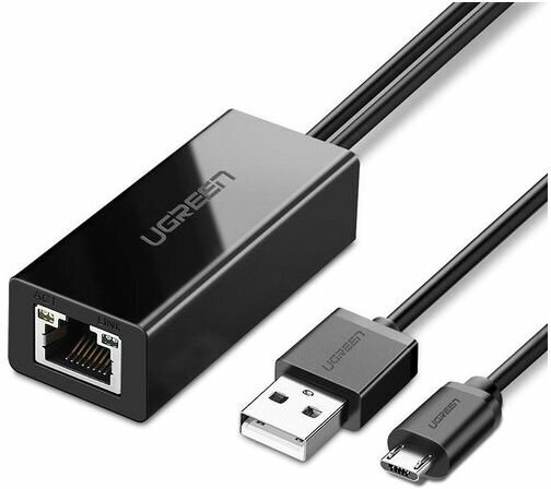 Сетевая карта Ugreen 30985, 1xRJ-45, 100 Мбит/с, microUSB, Bulk