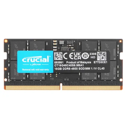 Память DDR5 SODIMM 16Gb, 4800MHz Crucial (CT16G48C40S5), 1219416