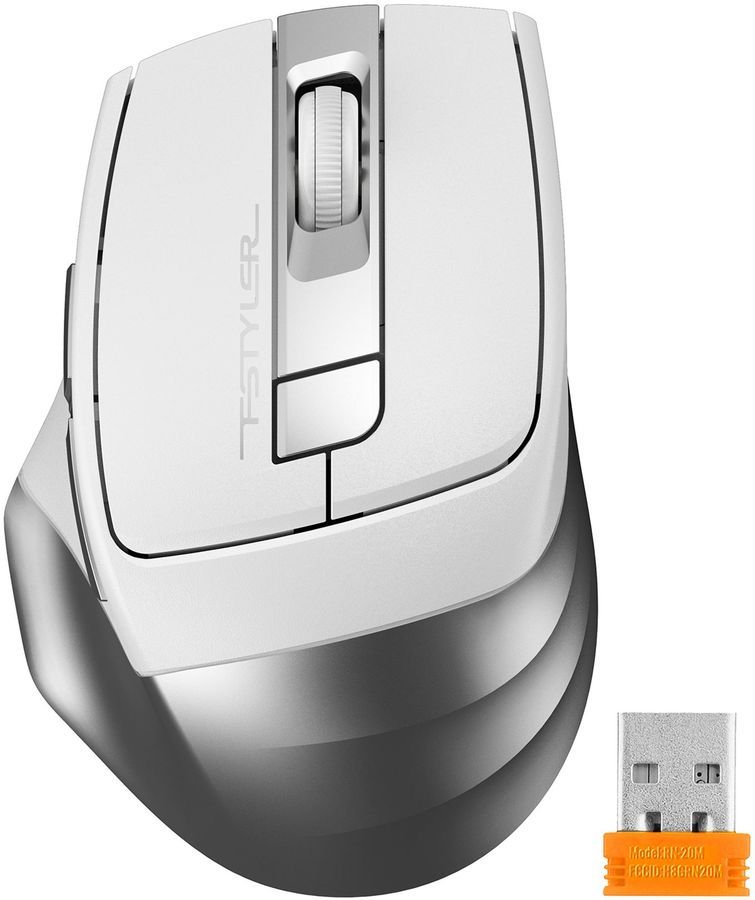 

Мышь беспроводная A4Tech Fstyler FG35S, 2000dpi, оптическая светодиодная, USB, серебристый/белый (FG35S USB SILVER), Fstyler FG35S