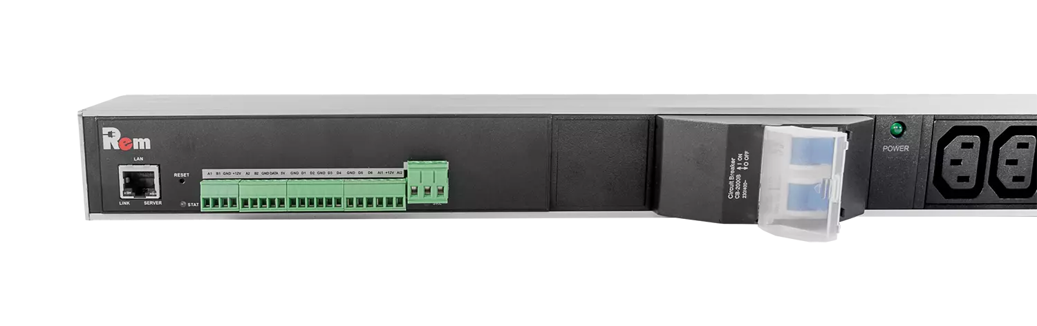 

Блок розеток (PDU) Rem R-MC1-32-4x3C13-4x2C19-A-1820-K, 1U, кол-во розеток:20 (12xC13/8xC19), 32А, черный (30112229202), R-MC1-32-4x3C13-4x2C19-A-1820-K