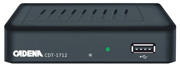 Приставка для цифрового ТВ Cadena CDT-1712, DVB-T2, HDMI, RCA б/у, потёртости на корпусе, в комплекте: приставка, пульт, блок питания