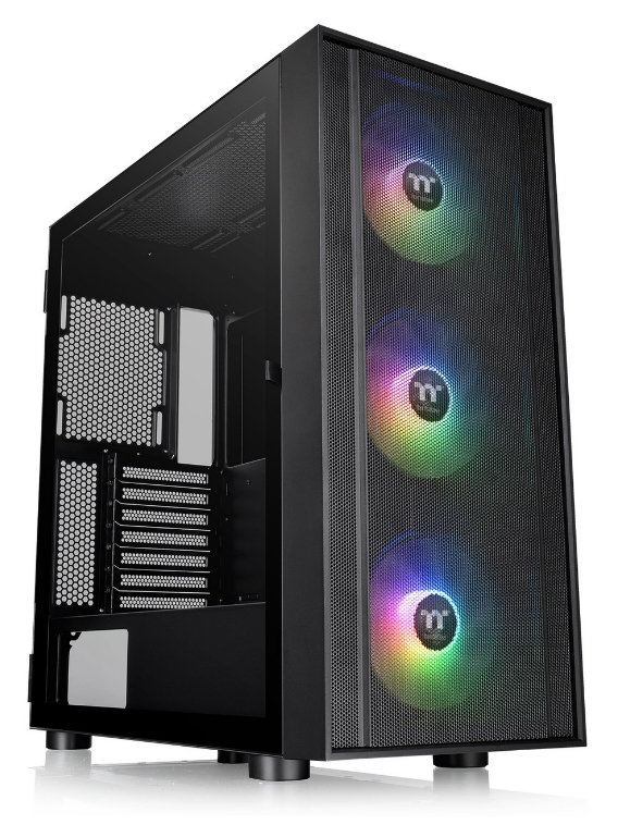 Корпус Thermaltake H570 TG, ATX, Midi-Tower, 2xUSB 3.0, RGB подсветка, черный, без БП (CA-1T9-00M1WN-01)