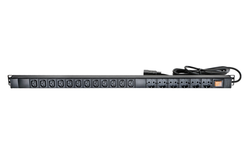 Блок розеток (PDU) Eurolan 60A-62-09-18BL, кол-во розеток:18 (6xЕвро/12xC13), 16А, черный, кабель питания 1.8 м (60A-62-09-18BL)