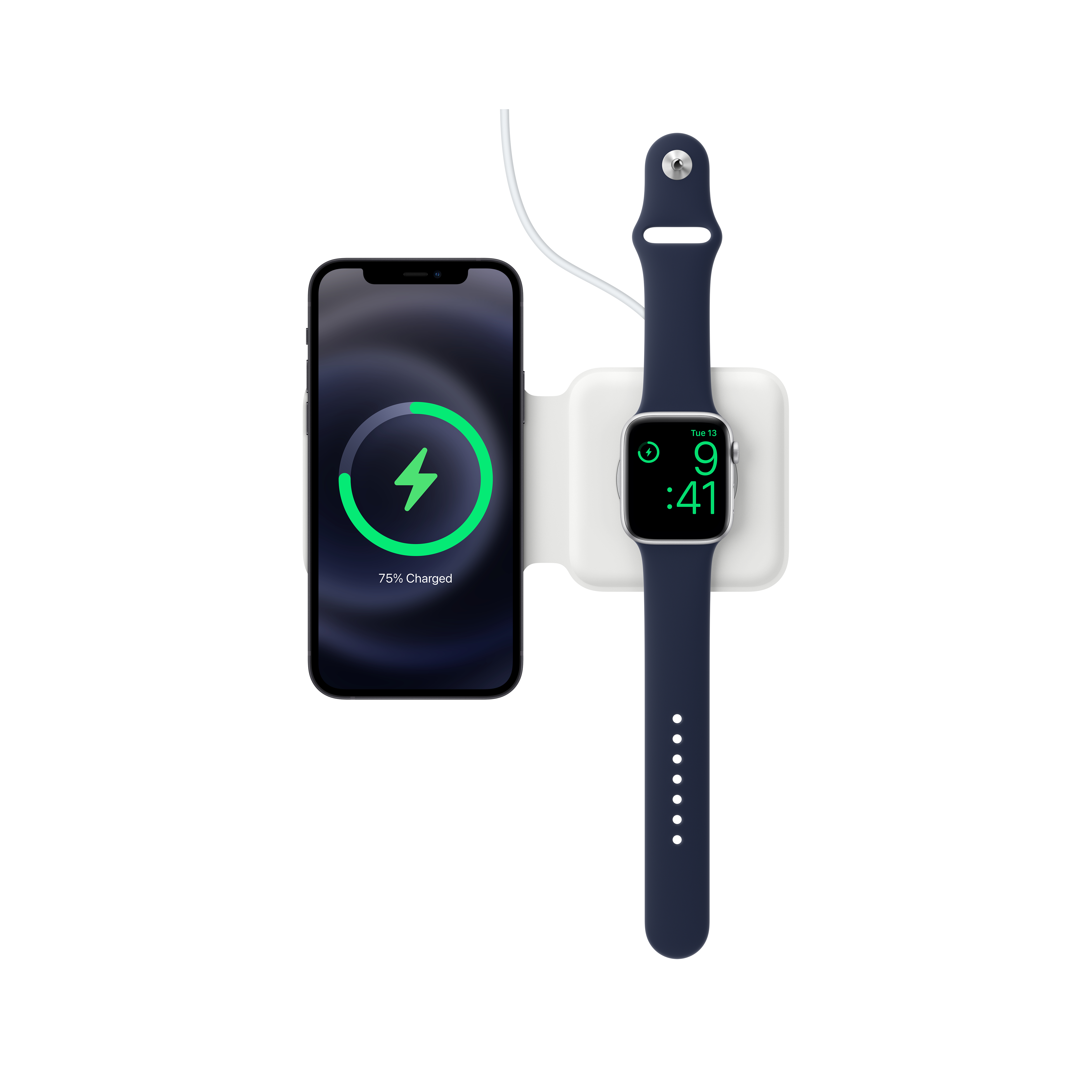 Беспроводное зарядное устройство Apple MagSafe Duo Charger, на два устройства (часы и телефон), белый (MHXF3AM/A)
