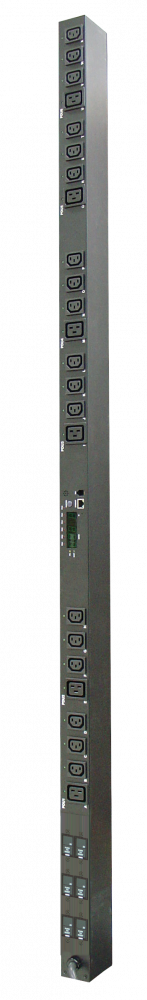 Блок розеток (PDU) Eurolan 60A-65-66-24BL, кол-во розеток:24 (18xC13/6xC19), 32А, черный, кабель питания 3 м (60A-65-66-24BL)