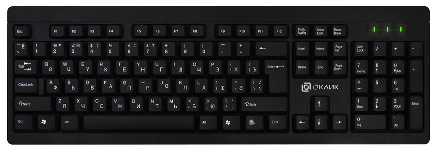 Клавиатура беспроводная Oklick 95KW, мембранная, USB, черный (1788287) б/у, трещина на корпусе клавиатуры, полный комплект