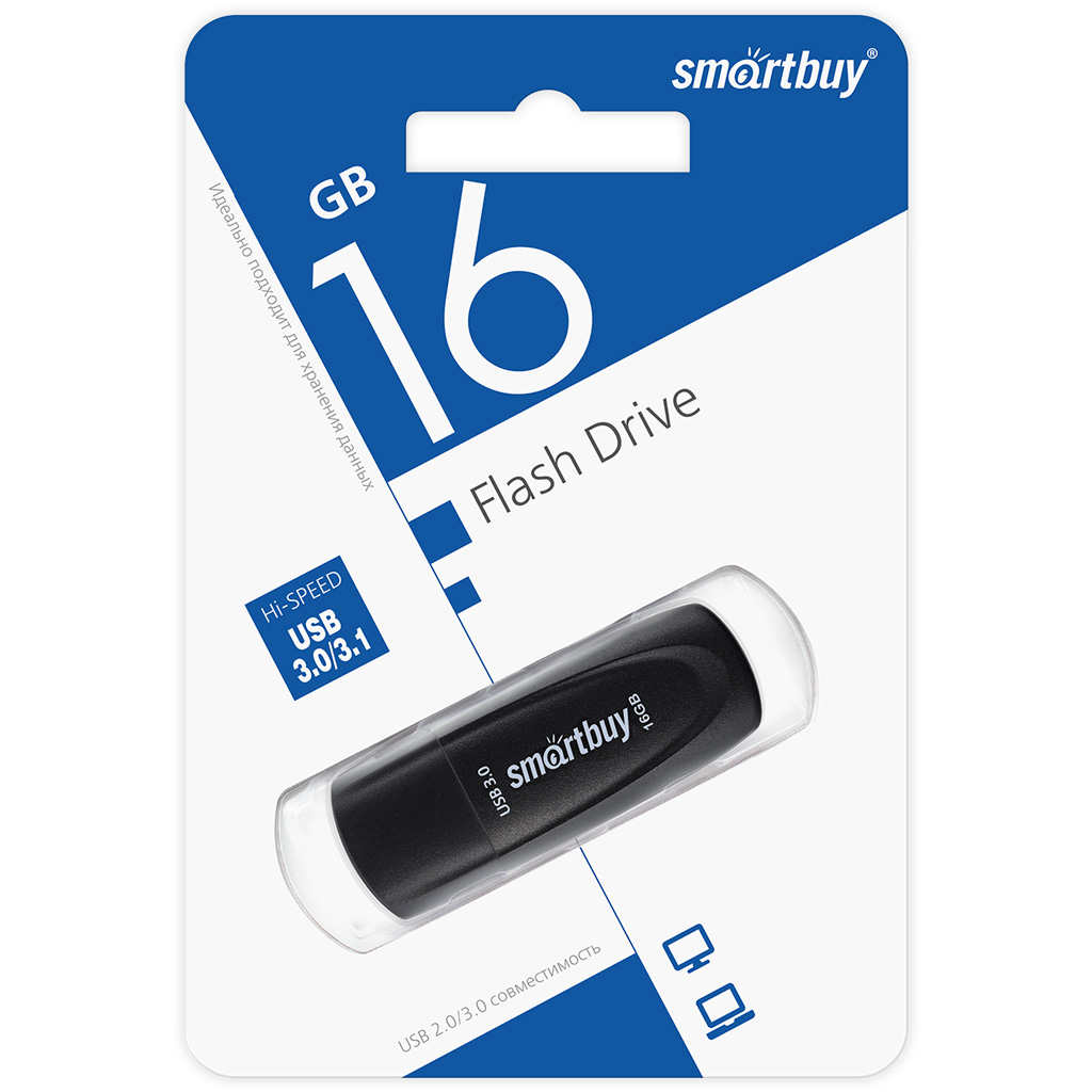 

Флешка 16Gb USB 3.1 SmartBuy Scout, черный (SB016GB3SCK)