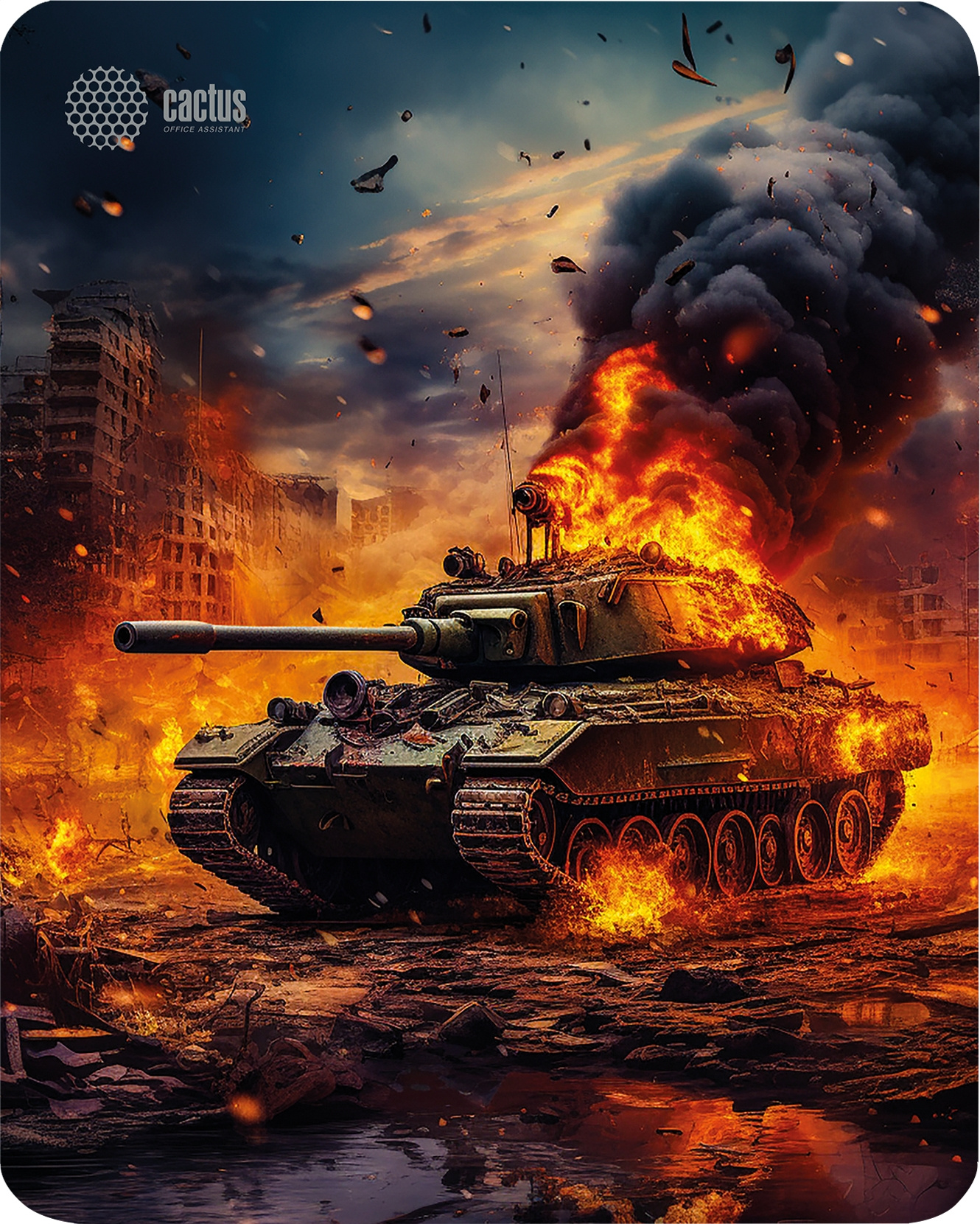 

Коврик для мыши Cactus Burning tank, игровой, 300x250x3мм, принт (CS-MP-D04M), Burning tank