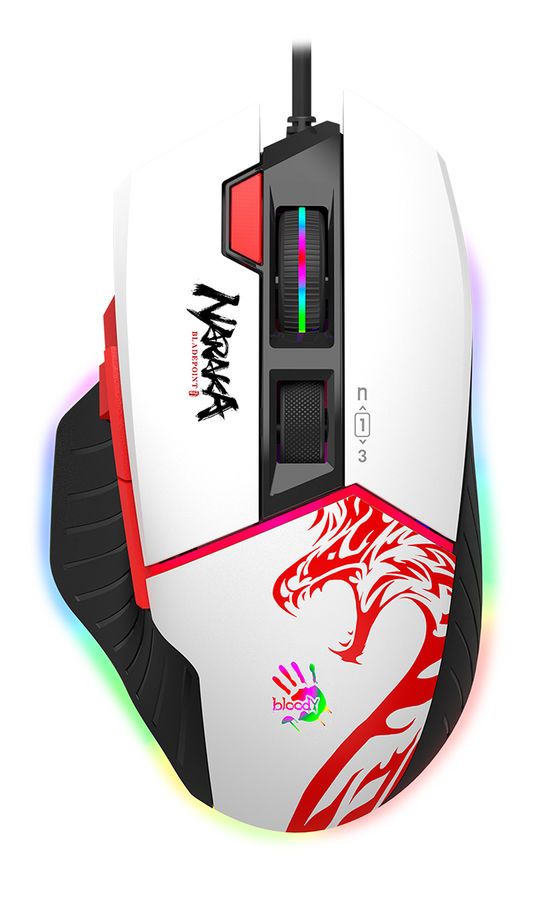 

Мышь проводная A4Tech Bloody W95 Max, 12000dpi, оптическая светодиодная, USB, белый/рисунок (W95 MAX NARAKA), Bloody W95 Max