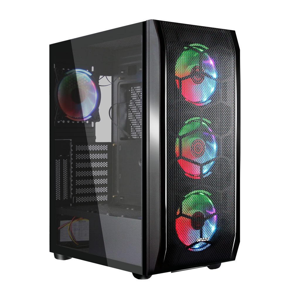 Корпус Ginzzu GL300, Midi-Tower, без БП, черный