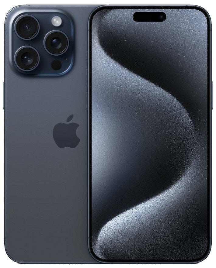 Смартфон Apple iPhone 15 Pro Max, 6.7' 2796x1290 OLED, Apple A17 Pro Bionic, 8Gb RAM, 512Gb, 3G/4G/5G, NFC, Wi-Fi, BT, 3xCam, 2-Sim, USB Type-C, iOS 17, темно-синий (MU2W3ZA/A)