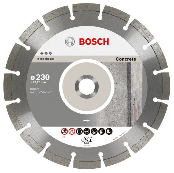 

Диск отрезной алмазный BOSCH Standard for Concrete ⌀12.5 см x 1.6 мм x 2.22 см, прямой, бетон, 1 шт. (2608602197), Standard for Concrete
