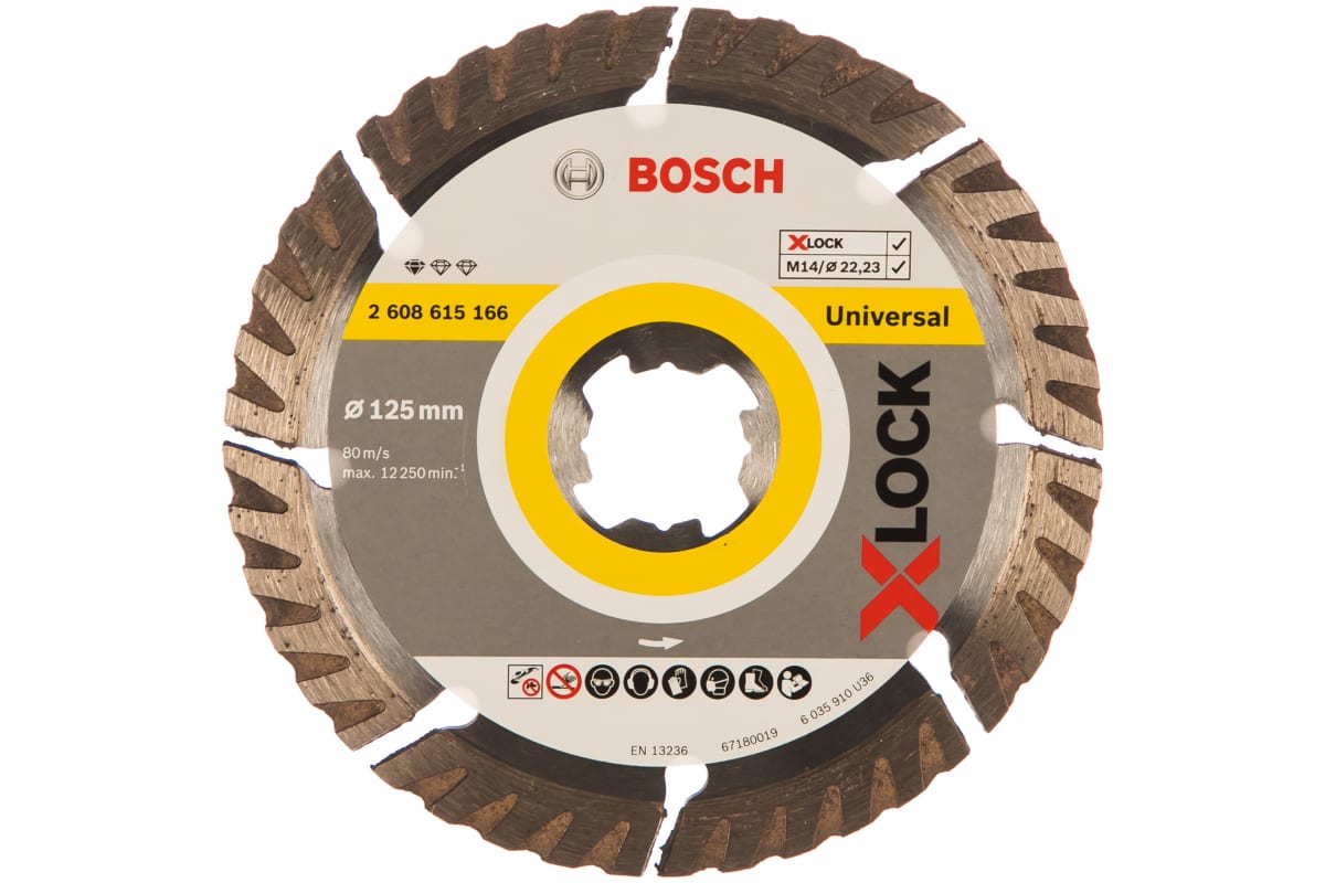 

Диск отрезной алмазный BOSCH Standard for Universal X-LOCK ⌀12.5 см x 1.6 мм x 2.22 см, прямой, универсальный, 1 шт. (2608615166), Standard for Universal X-LOCK