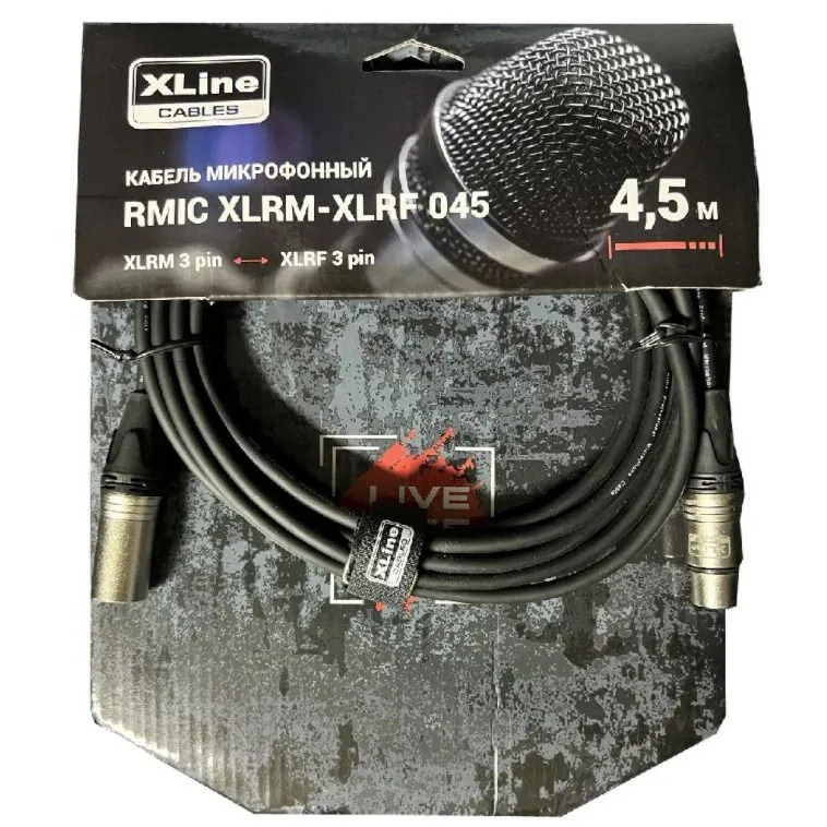 Кабель XLR(F)-XLR(M), 4.5 м, черный Xline Cables RMIC XLRM-XLRF 045 (RMIC XLRM-XLRF 045 )