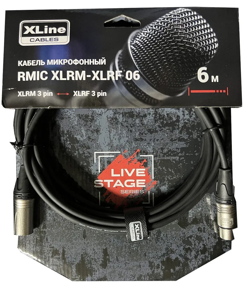 Кабель XLR(F)-XLR(M), 6 м, черный Xline Cables RMIC XLRM-XLRF 06 (RMIC XLRM-XLRF 06 )