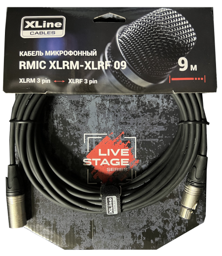 Кабель XLR(F)-XLR(M), 9 м, черный Xline Cables RMIC XLRM-XLRF 09 (RMIC XLRM-XLRF 09 )