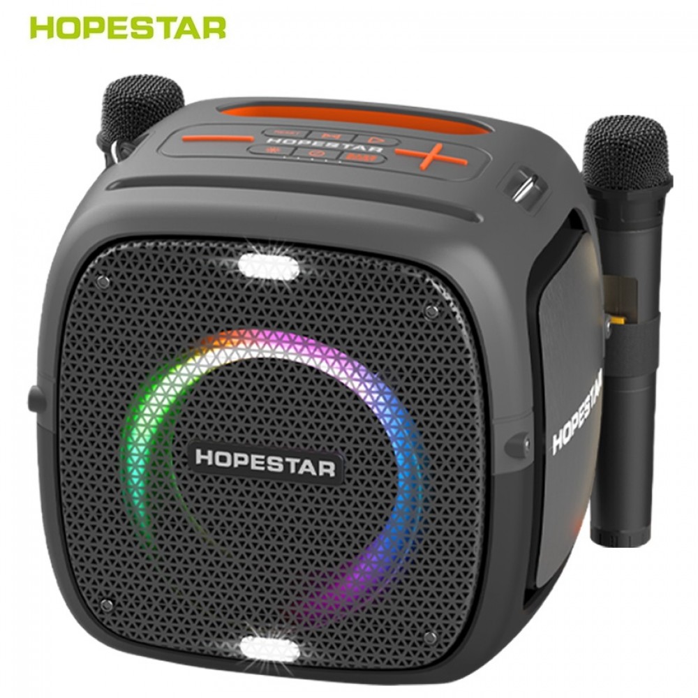 

Портативная акустика Hopestar Party One, 80 Вт, AUX, USB, microSD, Bluetooth, подсветка, серый, Party One
