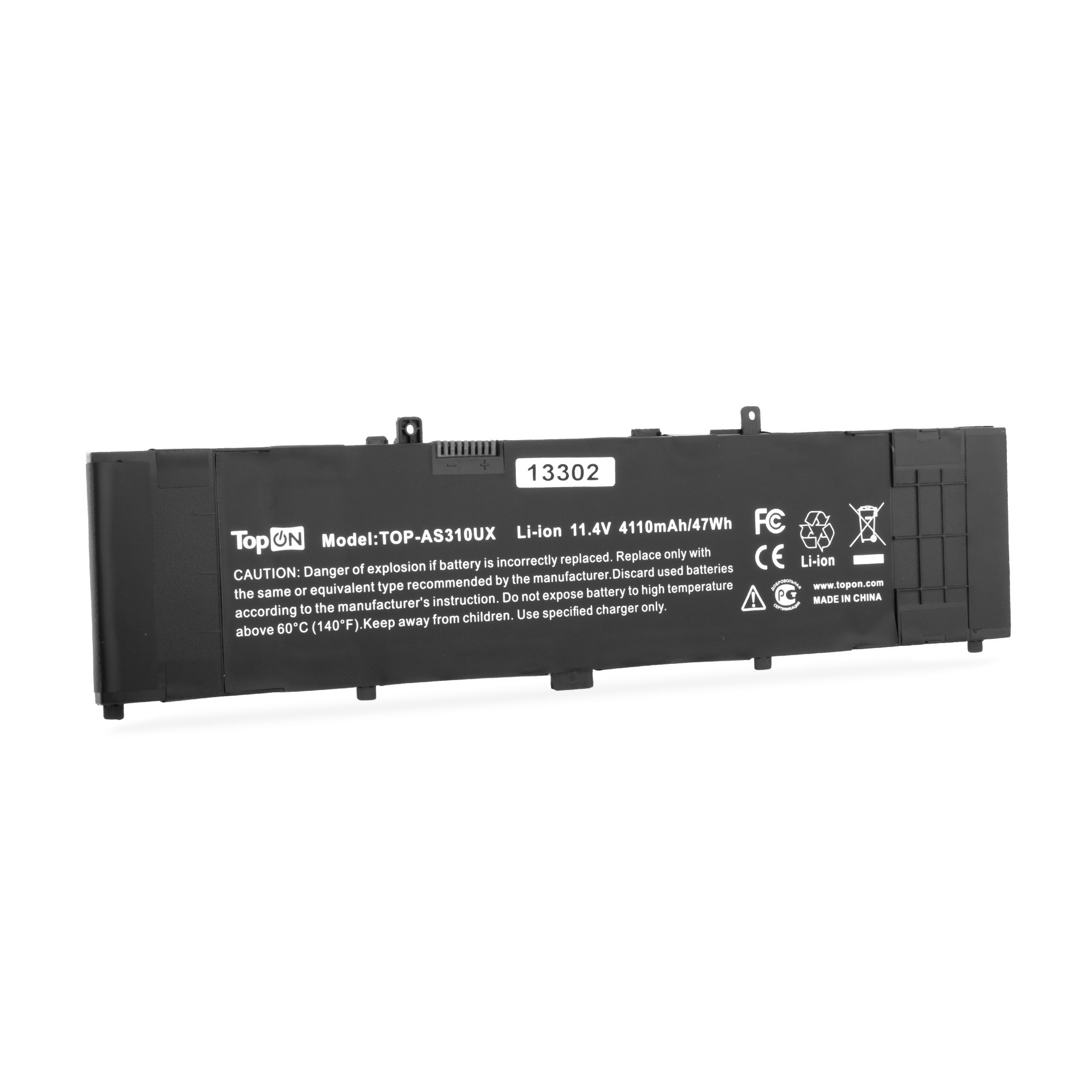 

Аккумуляторная батарея TopON для Asus UX310, UX310UA, UX310UQ, UX410UA, UX410UQ, 11.4V, 4.11 А·ч, 47Wh, черный (TOP-AS310UX)