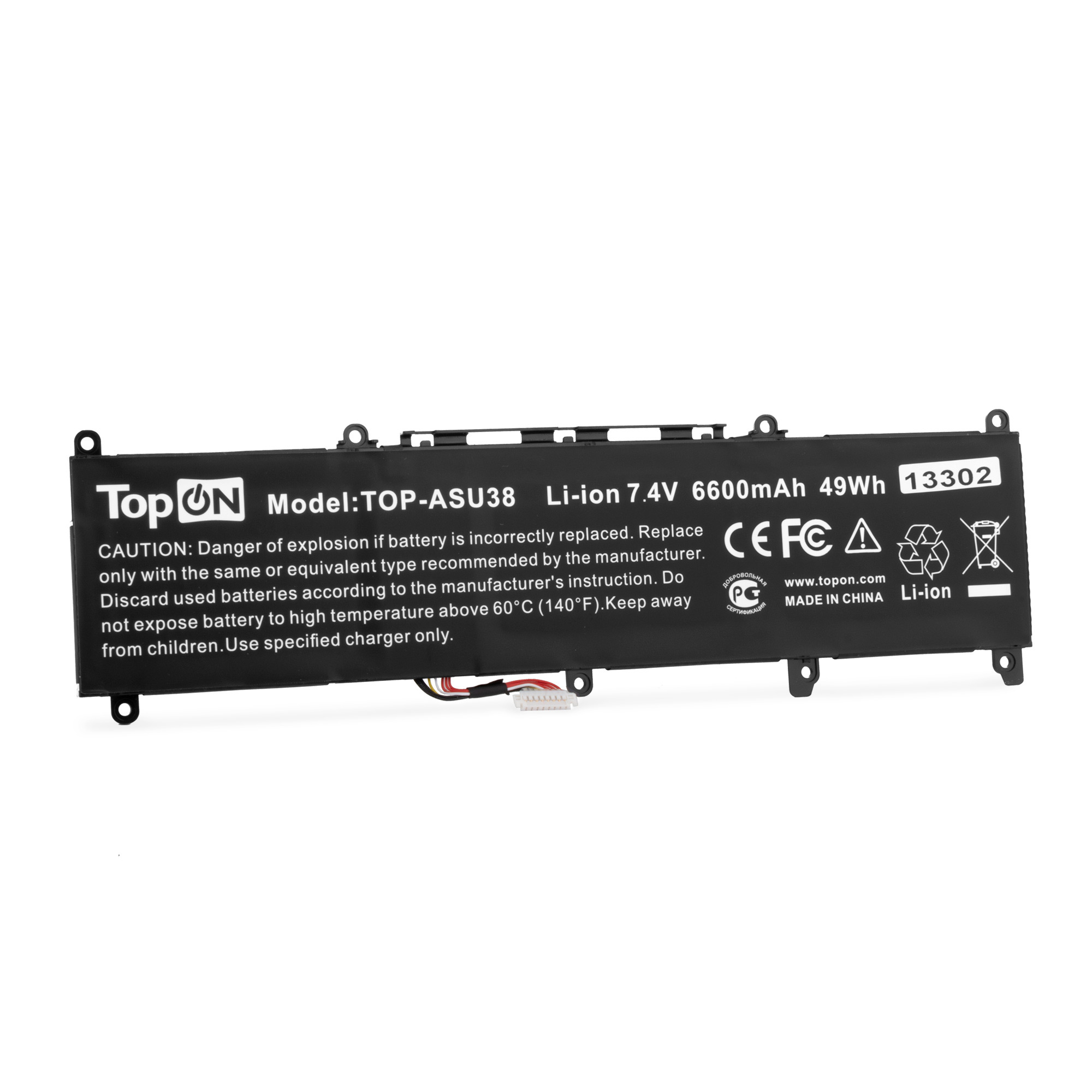 

Аккумуляторная батарея TopON для Asus VivoBook S13 S330, 7.4V, 6.6 А·ч, 49Wh, черный (TOP-ASU38)