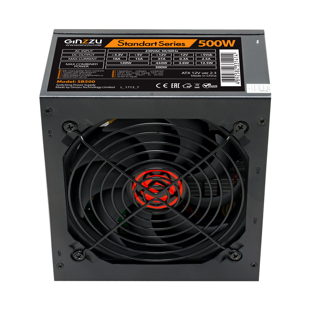 Блок питания 500 Вт ATX Ginzzu SB500, 120 мм (SB500) б/у, незначительные замятия по корпусу