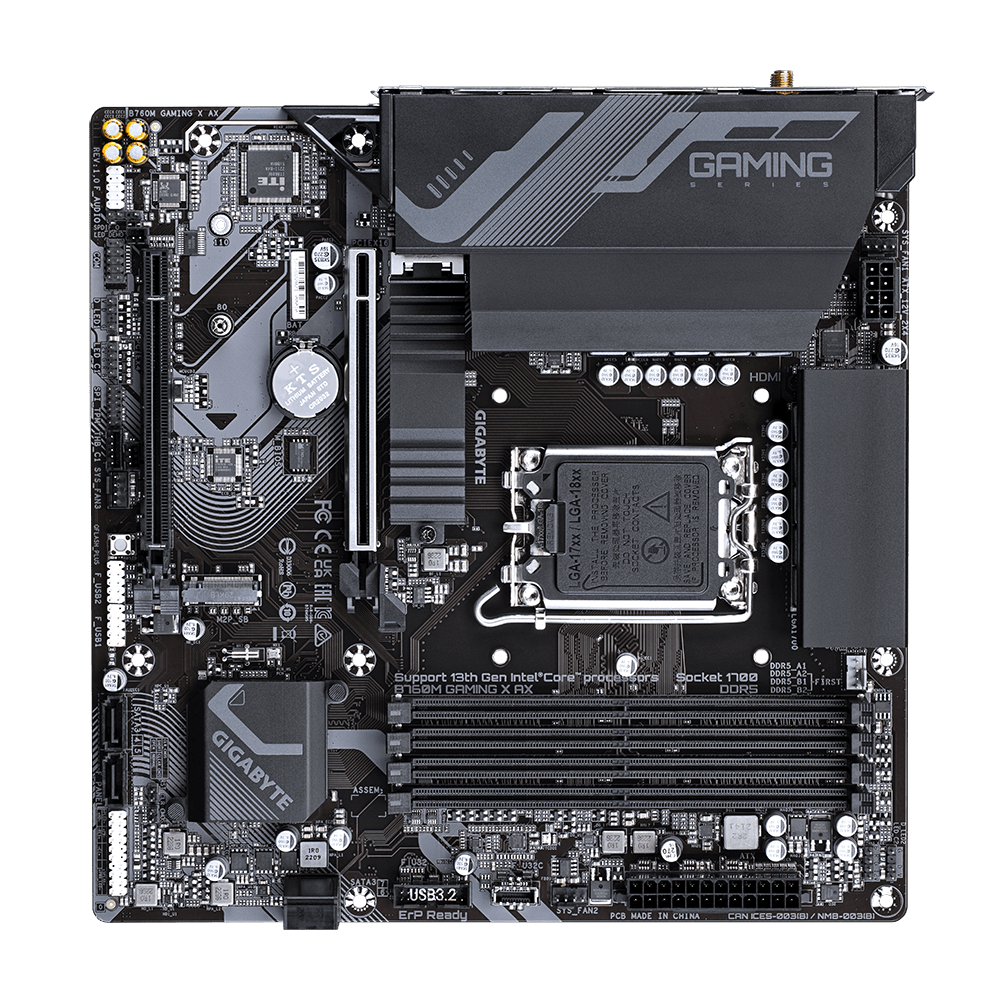 Материнская плата GIGABYTE B760M GAMING X AX, Socket1700, Intel B760, mATX