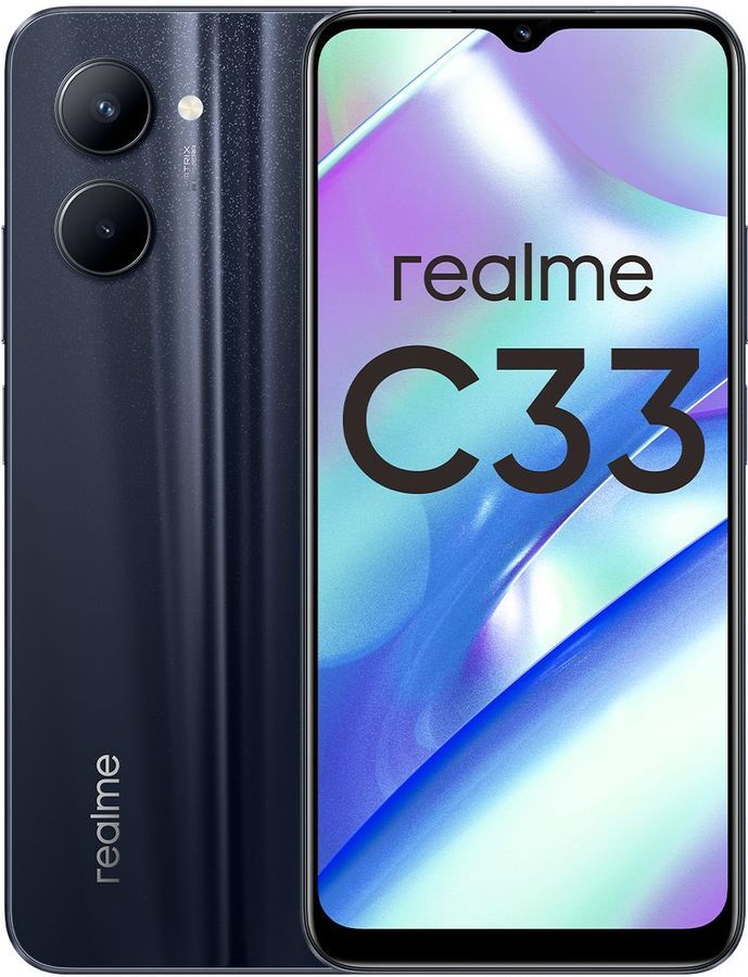 

Смартфон Realme C33, 6.5" 720x1600 IPS, Unisoc T612, 4Gb RAM, 128Gb, 3G/4G, NFC, Wi-Fi, BT, 2xCam, 2-Sim, 5000 мА⋅ч, Micro-USB, Android 12, черный (6051884), Голубой;золотистый;черный, C33