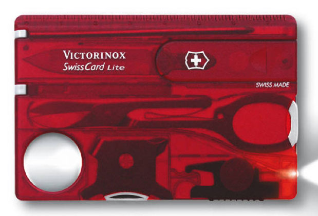 Мультитул карточка 10 в 1, красный, VICTORINOX SwissCard Lite (0.7300.T)
