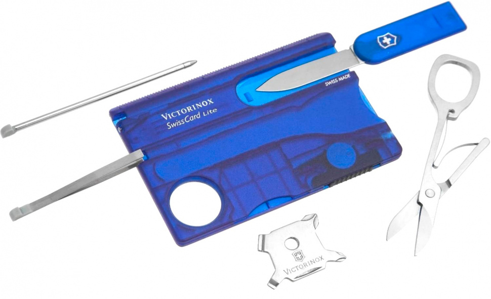 Мультитул карточка 13 в 1, синий, VICTORINOX SwissCard Lite (0.7322.T2)
