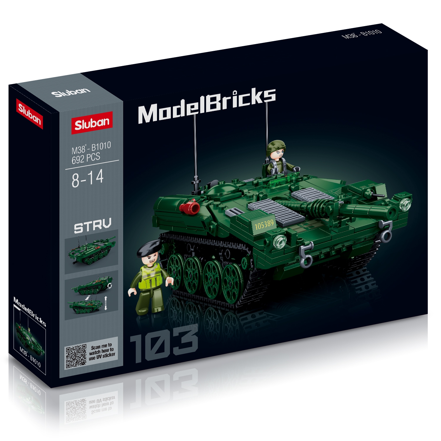 

Конструктор SLUBAN "Модельки: Танк STRV-103", деталей: 692 (M38-B1010), "Модельки: Танк STRV-103"