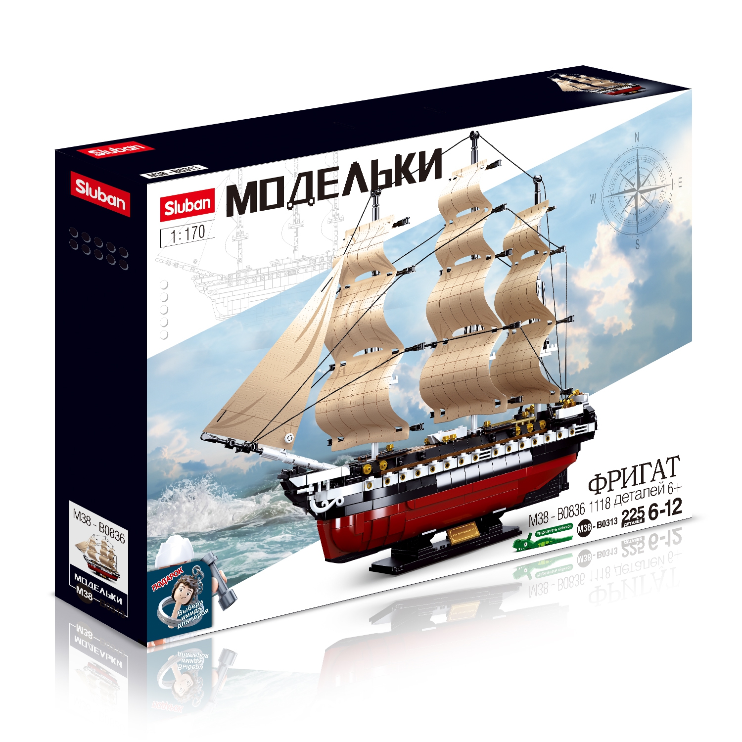 

Конструктор SLUBAN "Модельки: Фрегат IX-21", деталей: 1118 (M38-B0836), "Модельки: Фрегат IX-21"