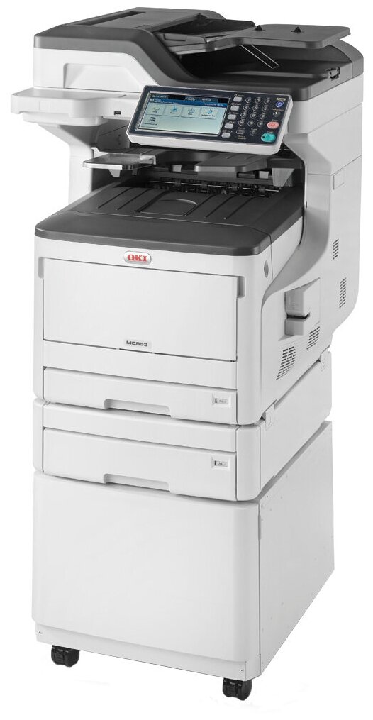 

МФУ светодиодный OKI MC853dnct, A3, цветной, 23 стр/мин (A4 ч/б), 23 стр/мин (A4 цв.), 13 стр/мин (A3 ч/б), 13 стр/мин (A3 цв.), 1200x600 dpi, дуплекс, ДАПД-100 листов, факс, сетевой, USB, белый, требуется запуск через АСЦ (45850601), MC853dnct