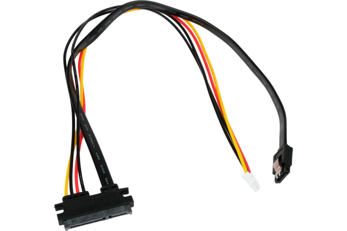 

Кабель питания XH2.54 4pin+ Sata 7pin -Sata 7+15pin Cablexpert, 30 см, прямой (CC-XH2.54-SATA-30CM)