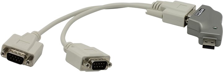 Кабель-переходник (адаптер) USB(Am)-2xCOM(9m), 10 см, серый, STLab