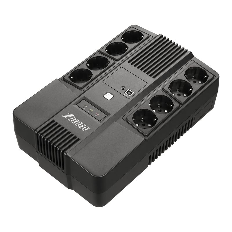 ИБП Powerman Brick 850 PLUS , 850 VA, Schuko, RJ45, розеток - 8, USB, черный (6188712)